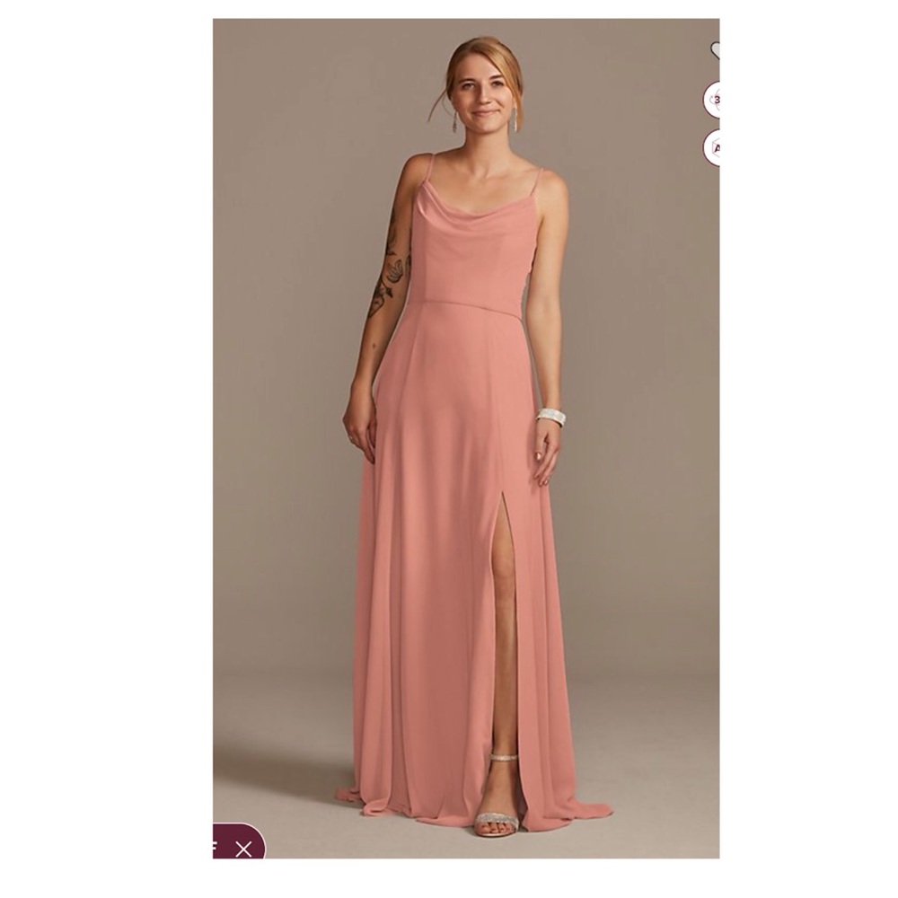 David’s Bridal Coral Bridesmaids dress, size 2
